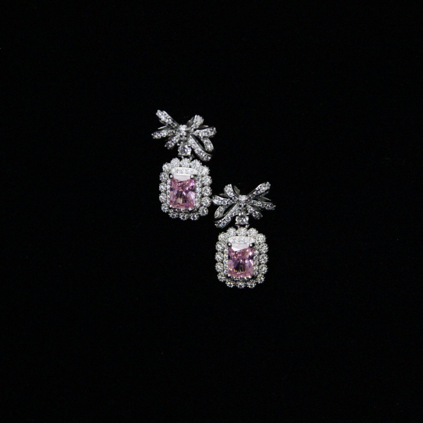 Ribbon Collection Rare Pink Gemstone Earrings